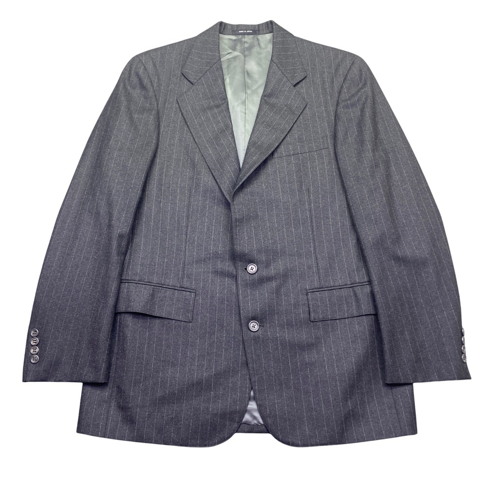 Club Room Mens Pinstripe Suit Jacket 41R Gray 100% Wool Made in Japan 2721J